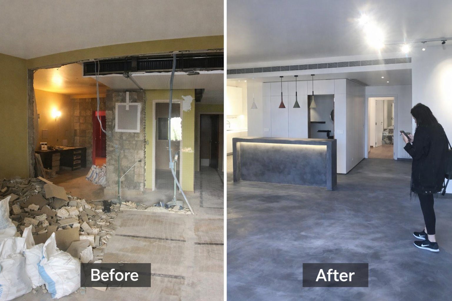 Apartment renovation before and after