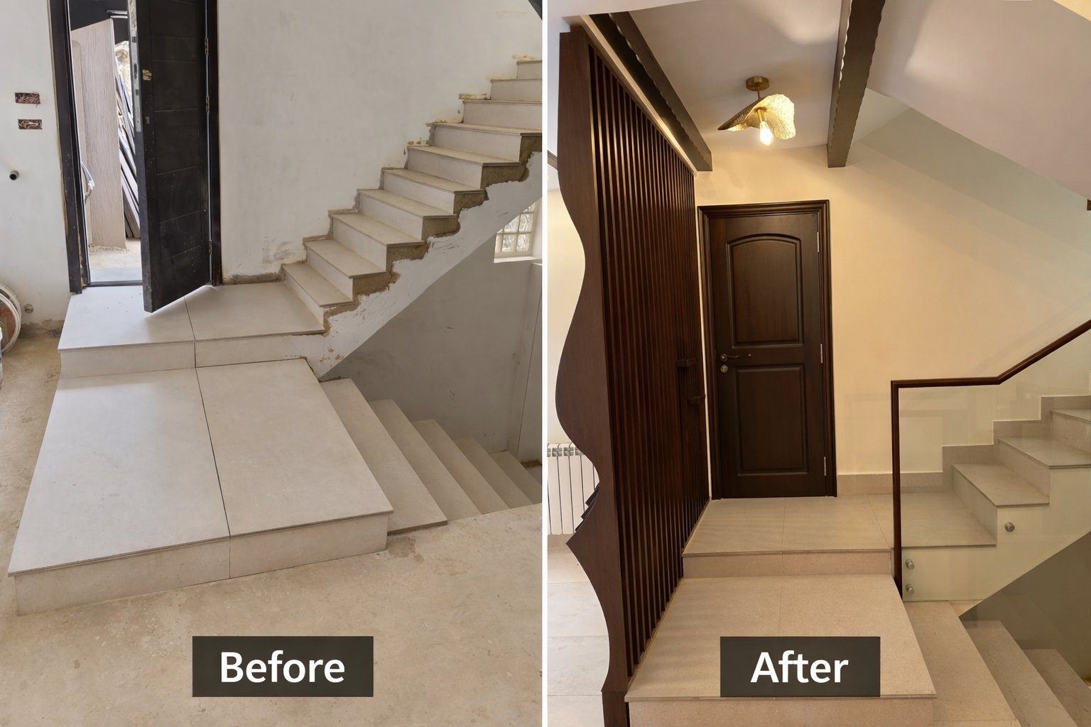 Staircase renovation before and after
